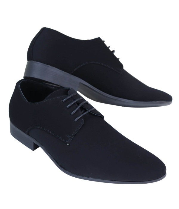 Mens Black Nubuck PU Suede Shoes