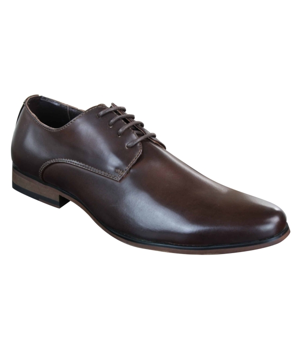 Galax GH3063 - Mens Laced Brown Classic Retro Vintage Leather Shoes