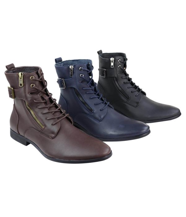Mens Zip-Up Military Peaky Blinders Boots