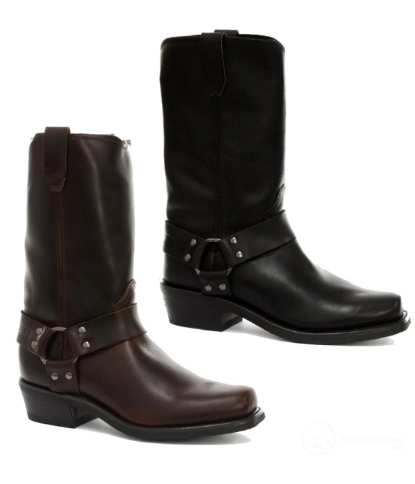 Unisex Real Leather Hi Biker Boots Rock Punk Grinders Buckle Cowboy Riding