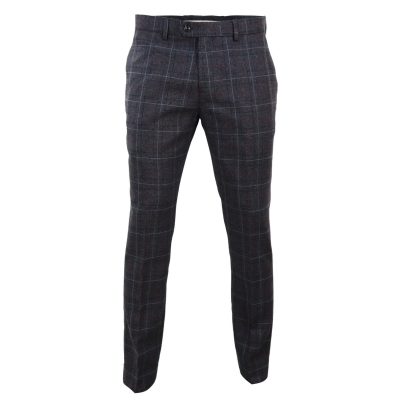 Harvey - Men's Charcoal Check Trousers