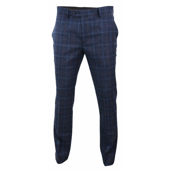 Harvey - Men's Navy Check Trouser