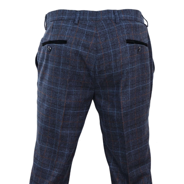Harvey - Men's Navy Check Trouser