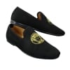 Fiorello HD0112-04 - Mens Black Iconic Medusa Slip On Loafers Moccasins Driving Shoes PU Suede Italian