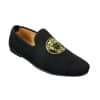 Fiorello HD0112-04 - Mens Black Iconic Medusa Slip On Loafers Moccasins Driving Shoes PU Suede Italian