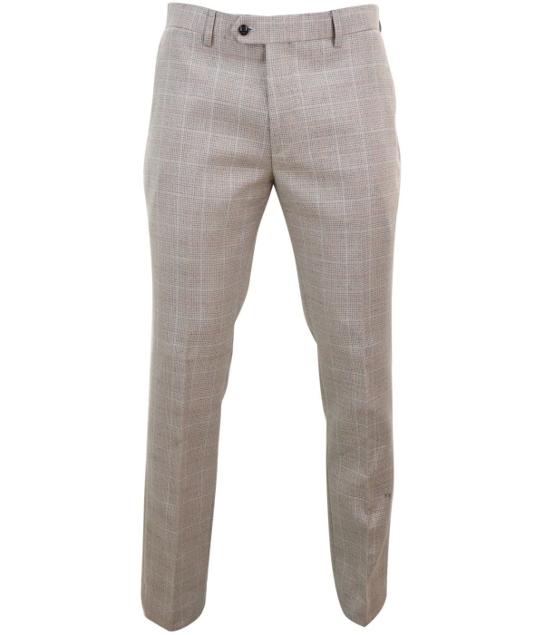 Holland - Men's Beige Check Trousers
