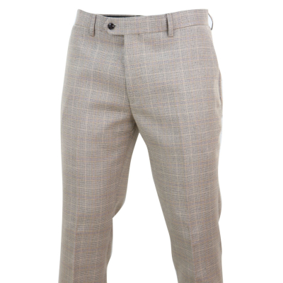 Holland - Men's Beige Check Trousers