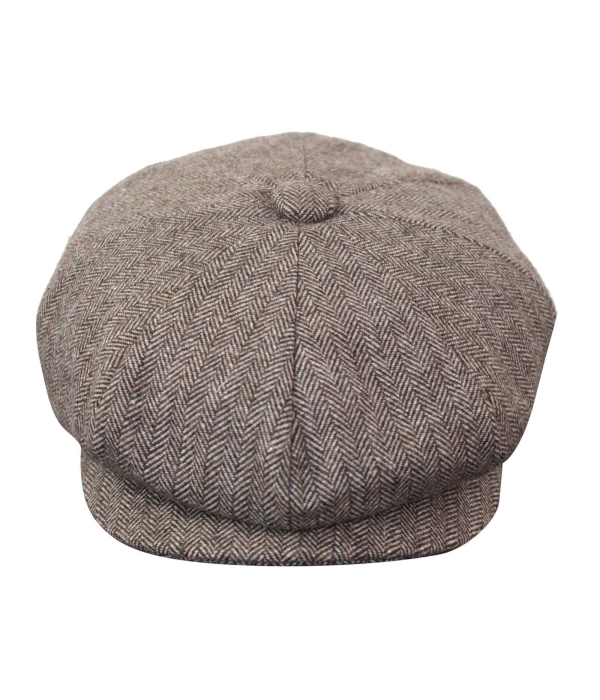 HT6364 - Mens Herringbone Tweed Newsboy Peaky Blinders Hat