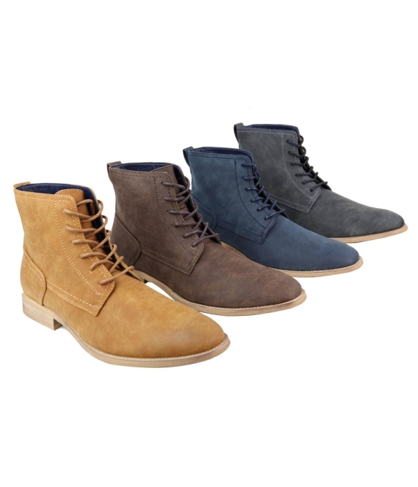 Mens Matt Leather Laced Peaky Blinders Boots