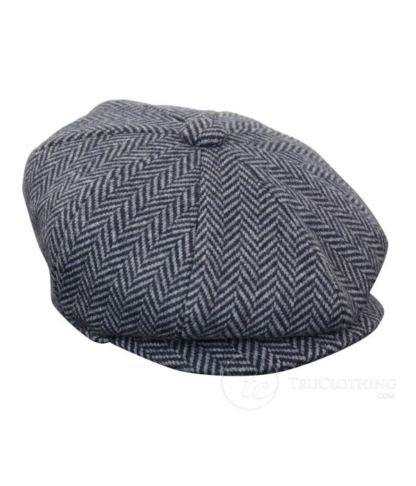 Kids Peaky Blinders Newsboy Tweed Herringbone 8 Panel Hat