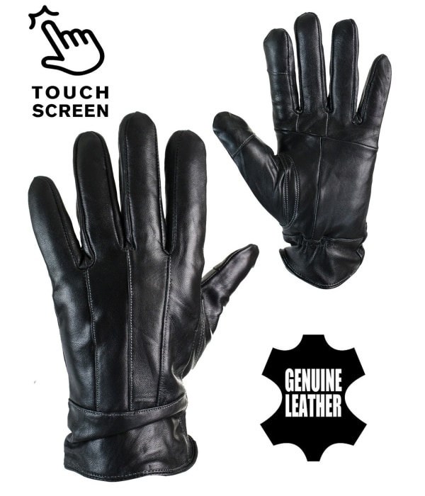 KK IMG 6059 Mens Real Leather Winter Gloves Thermal Lined Warm Driving Gift Touch Screen