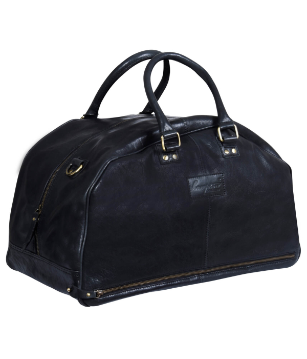Mens Hand Made Real Leather Travel Bag - Black