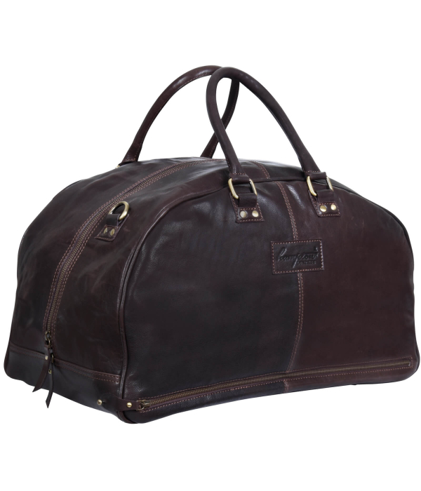 Mens Hand Made Real Leather Travel Bag - Brown