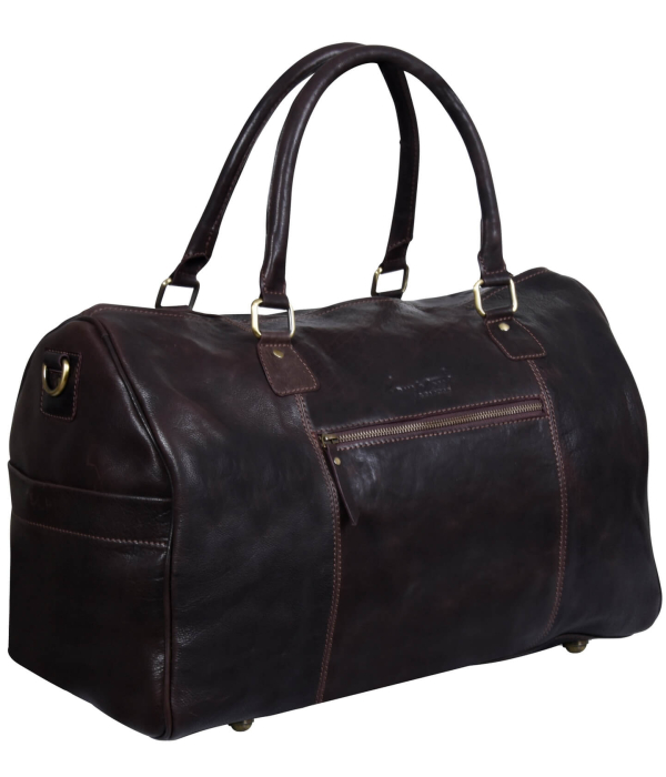 Genuine Leather Vintage Carry On Travel Bag - Brown