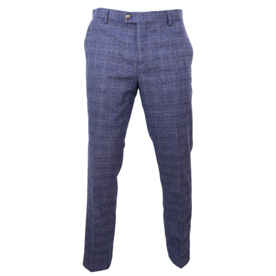 Matteo - Men's Blue Check Trousers