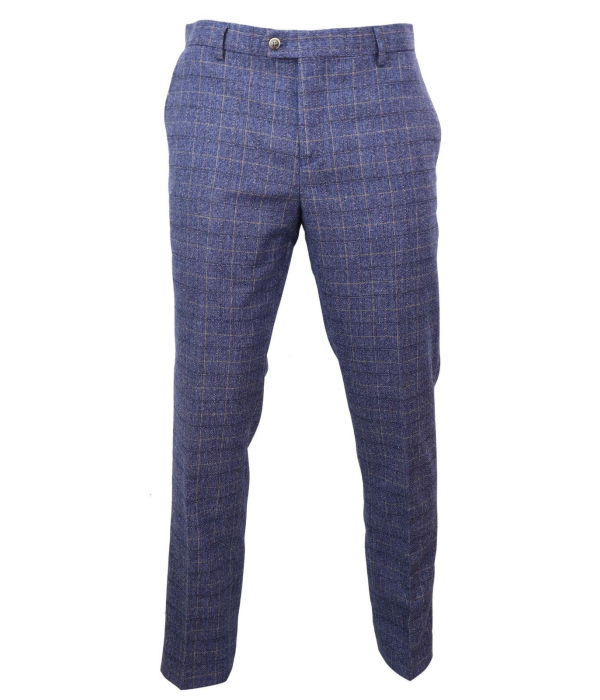 Matteo - Men's Blue Check Trousers