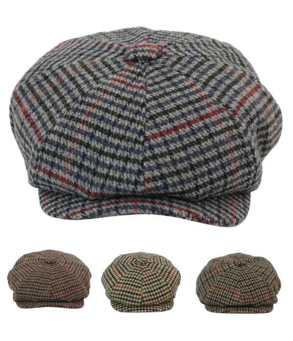 Men Classic Check Newsboy Cap