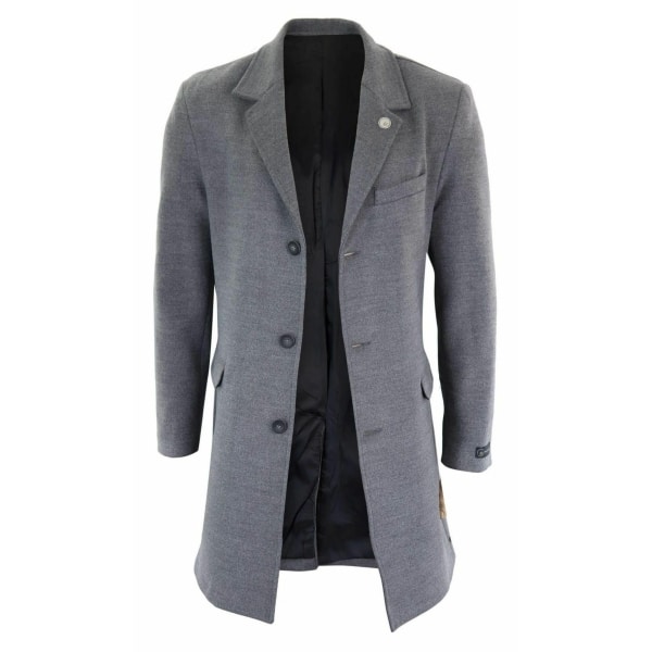 Men's Classic Wool Long Overcoat-Grey
