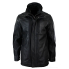 Mens 3/4 Real Leather Safari Jacket Overcoat Removable Double Zip Black