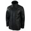 Mens 3/4 Real Leather Safari Jacket Overcoat Removable Double Zip Black