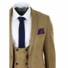 Mens 3 Piece Tan-Brown Suit with Double Breasted Waistcoat - Paul Andrew Ford