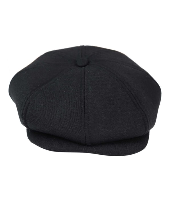 Mens 8 Panel Peaky Blinders Hat - Black