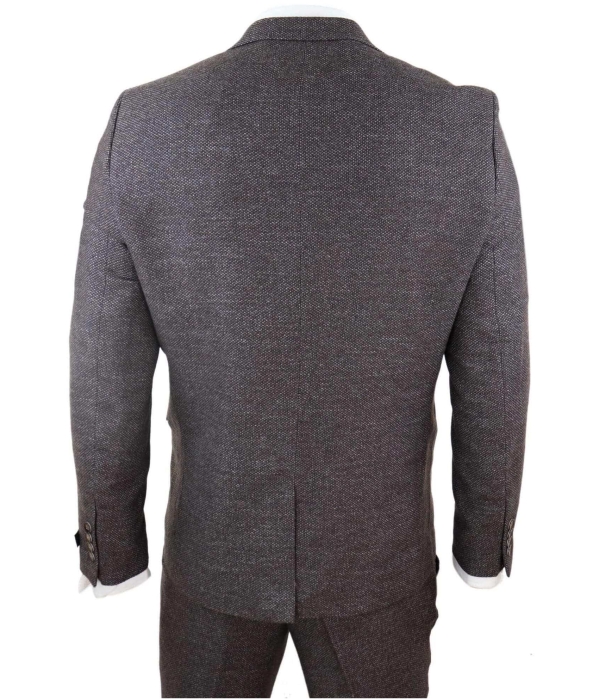 Mens Brown 3 Piece Suit with Double Breasted Waistcoat
