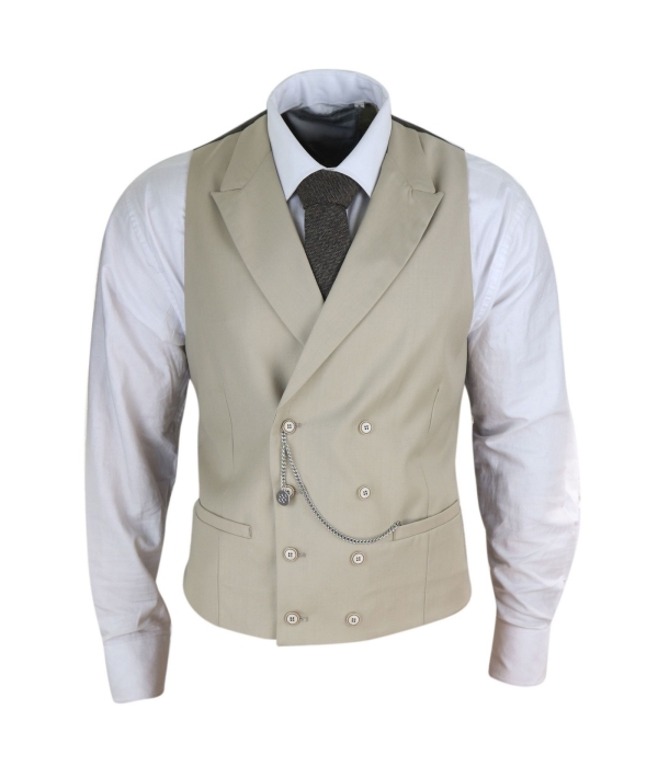 Mens Double Breasted Waistcoat with Chain - Cavani Lennox