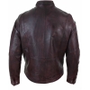 Real Leather Short Zipped Casual Wine Burgundy Retro Mens Biker Jacket Washed Vintage