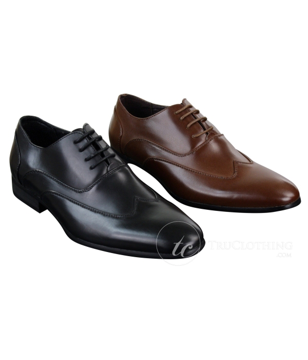 Mens Leather Laced Brogues Italian Designer Shoes Smart Formal Classic Retro
