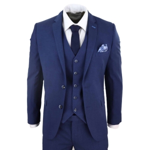 Mens Navy-Blue 3 Piece Wedding Suit