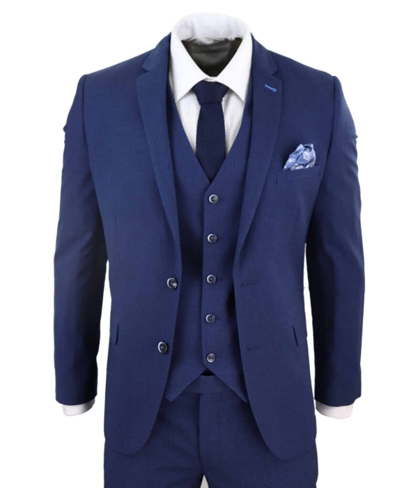 Mens Navy-Blue 3 Piece Wedding Suit