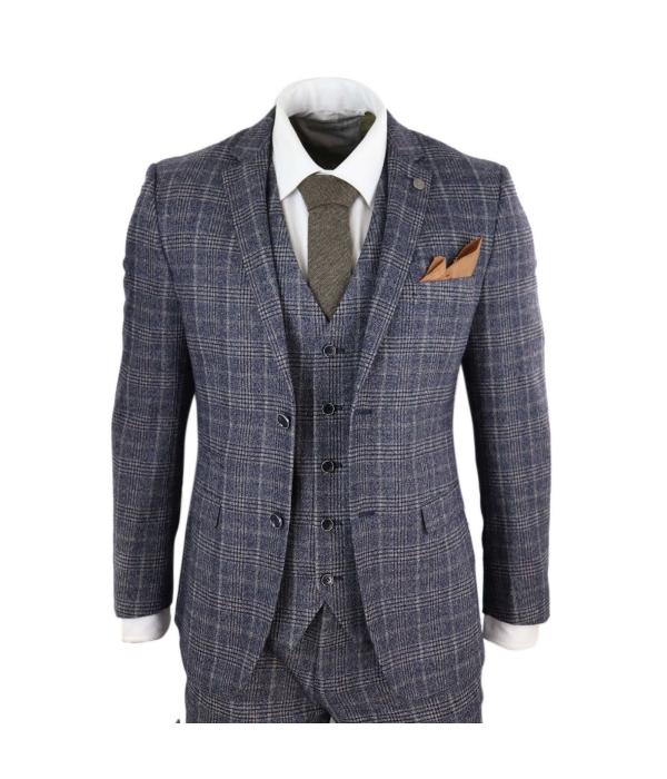 Mens Navy-Grey 3 Piece Suit - Paul Andrews Lloyd