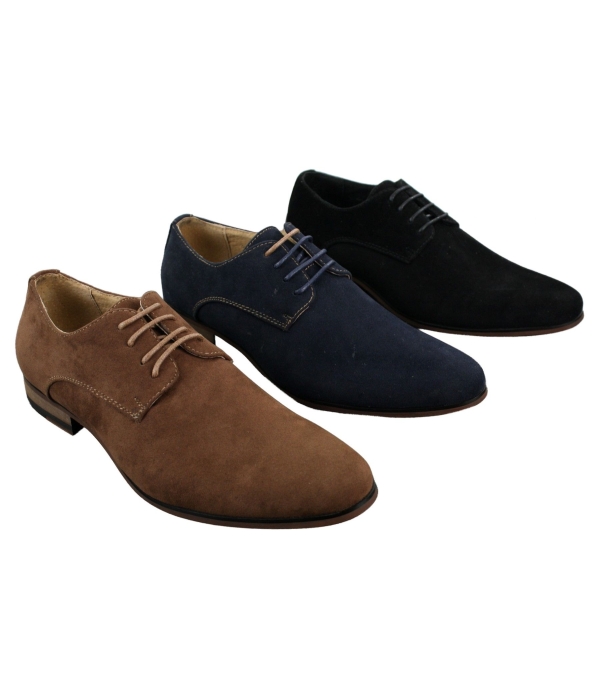 Mens Nubuck Suede Laced Smart Casual Shoes Navy Blue Brown Black