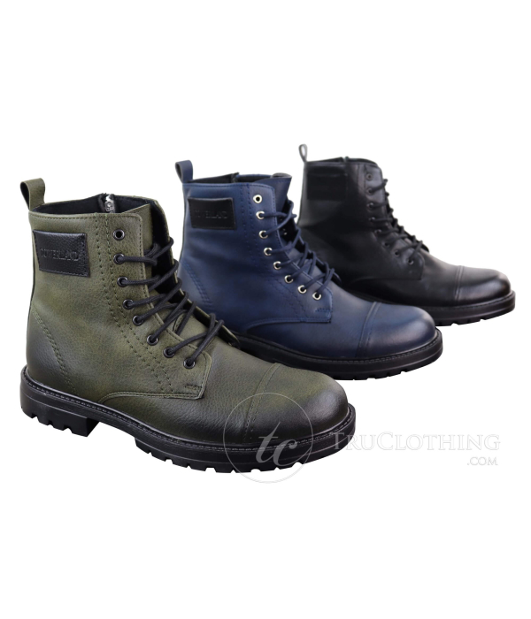 Mens PU Leather Zipped Ankle Boots