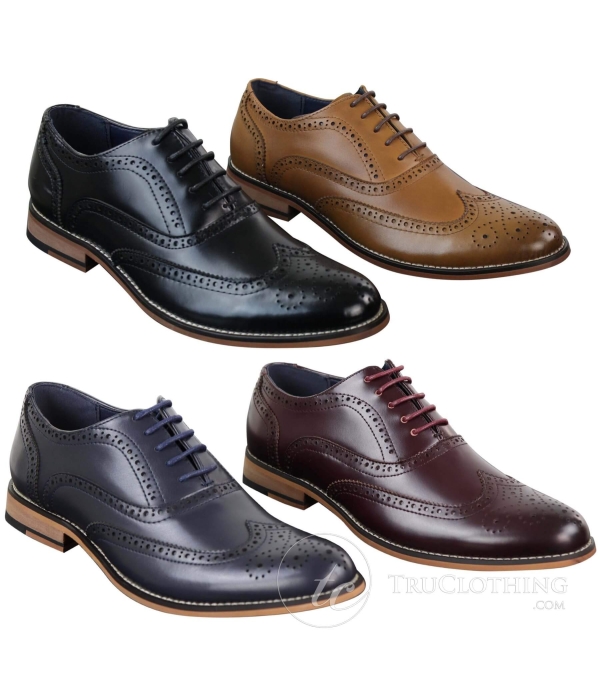 Mens Real Leather Laced Gatsby Brouges Smart Designer Retro Vintage Shoes