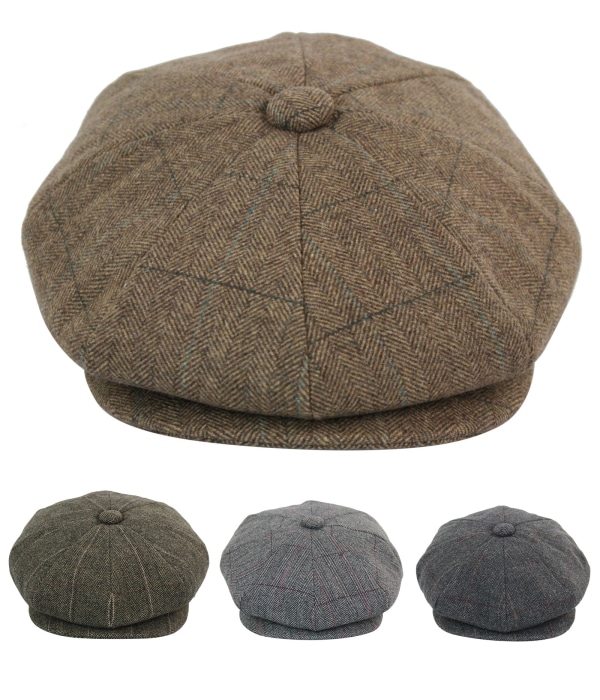 Mens Tweed Check Peaky Blinders Cap