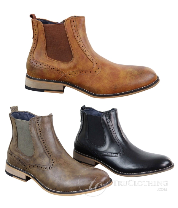 Mens Vintage Brogue Ankle Boots - Cavani Fox