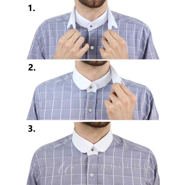 Mens Vintage Check Pattern Shirt with Removable Collar