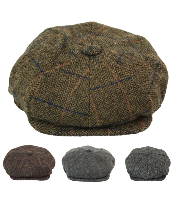 Mens Vintage Tweed Peaky Blinders Hat