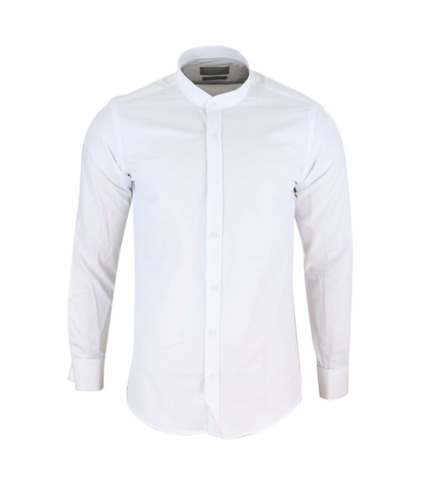 Mens White Nehru Collar Shirt + Removable Collar