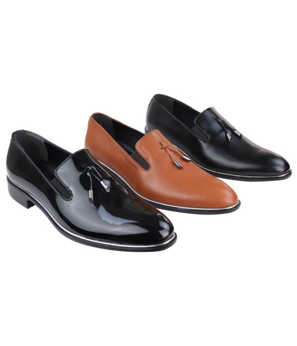 Mens Slip On Tassel Shoes with Metal Trim
