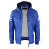 Men's Realy Leather Bomber Jacket with Hood-Blue