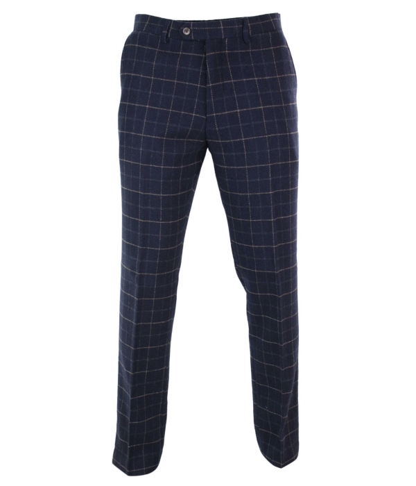 Cavani Shelby - Mens Classic Tweed Check Vintage Peaky Blinders Trousers