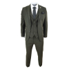 Mens Olive Green Wool Tweed 3 Piece Suit - STZ11