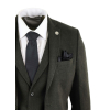 Mens Olive Green Wool Tweed 3 Piece Suit - STZ11