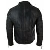 Real Leather Slim Fit Mens Cross Zip Retro Vintage Brando Jacket Vintage Biker-Ruboff Black
