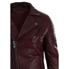 Real Leather Slim Fit Cross Zip Retro Vintage Brando Mens Jacket Vintage Biker-Burgundy