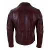 Real Leather Slim Fit Cross Zip Retro Vintage Brando Mens Jacket Vintage Biker-Burgundy