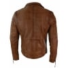 Real Leather Slim Fit Cross Zip Mens Retro Vintage Brando Jacket Vintage Biker-Tan